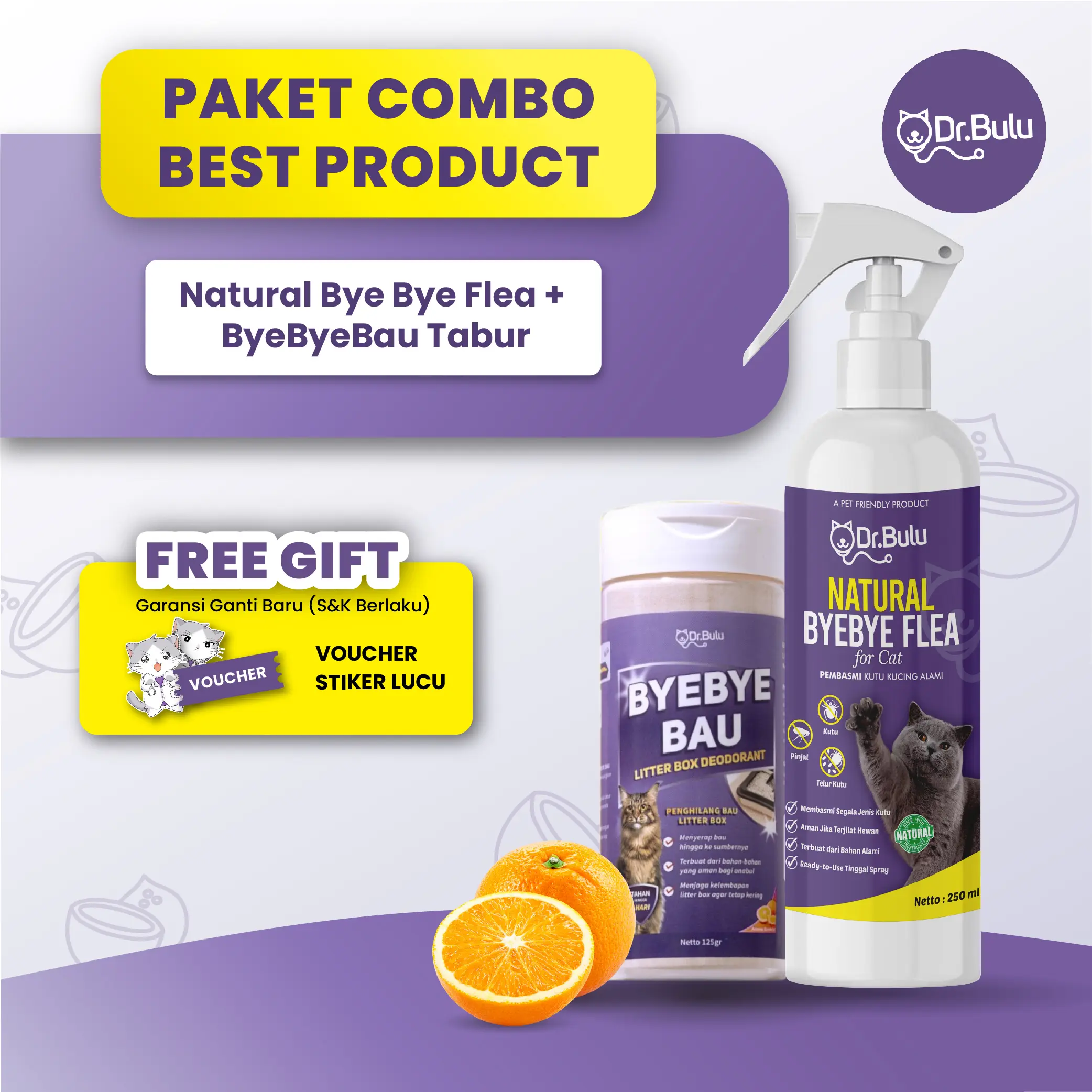 Dr.Bulu - Combo Kutu dan Bau - Membasmi Kutu dan Deodorant Litter Box Pertama di Indonesia By Dr. Bulu