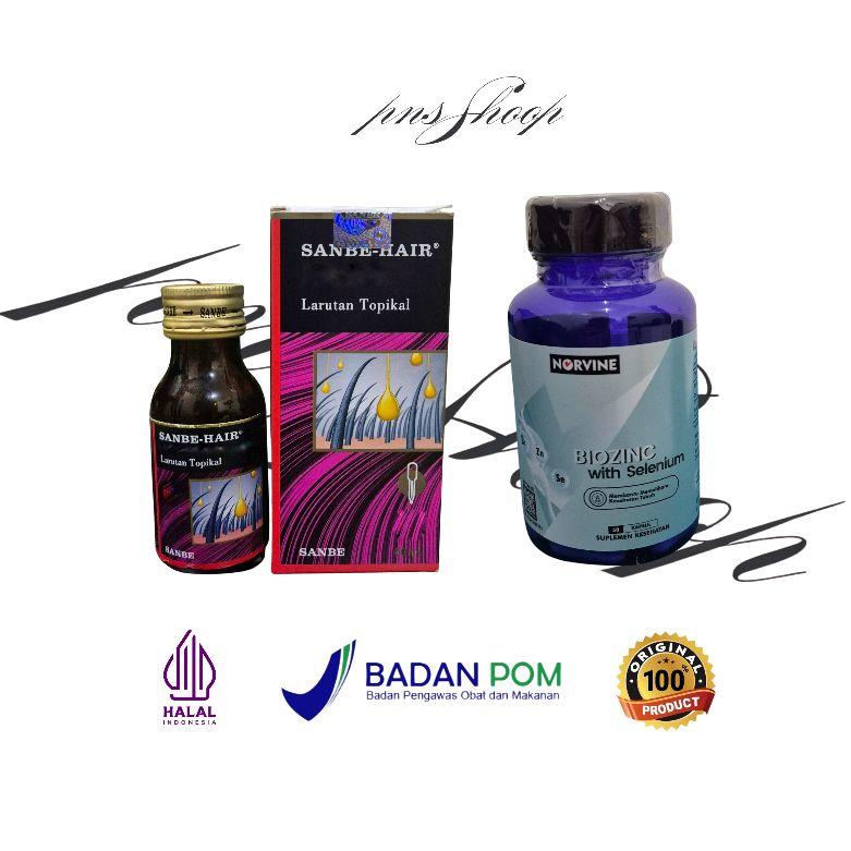 sanbe Hair & Norvine Biozinc Untuk merawat dan menstimulasi pertumbuhan rambut.