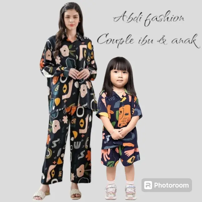 couple ibu dan anak / setelan rayon / setelan dewasa / setelan anak / motif by abdi fashion setelan Panjang Baju santai