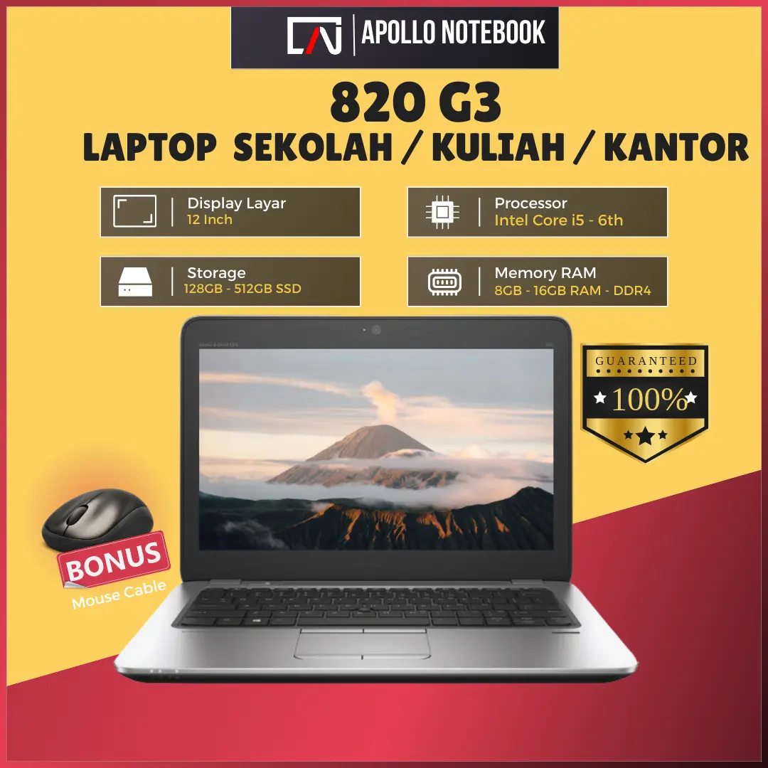 Laptop 820 G3 Core i5 - Laptop Kantoran - Layar 12 inch - Mulus - Multifungsi dan Bergaransi