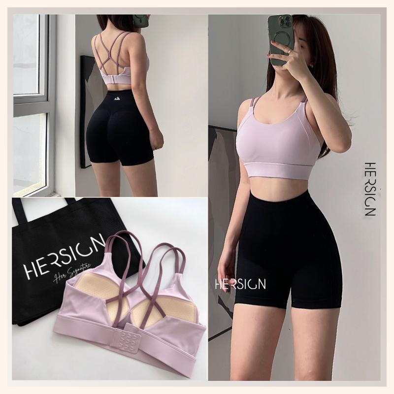 Bộ đồ tập gym nữ Set tập yoga nữ Quần đùi áo bra thể thao tập tennis pickleball HERSIGN-SMIXB45N12