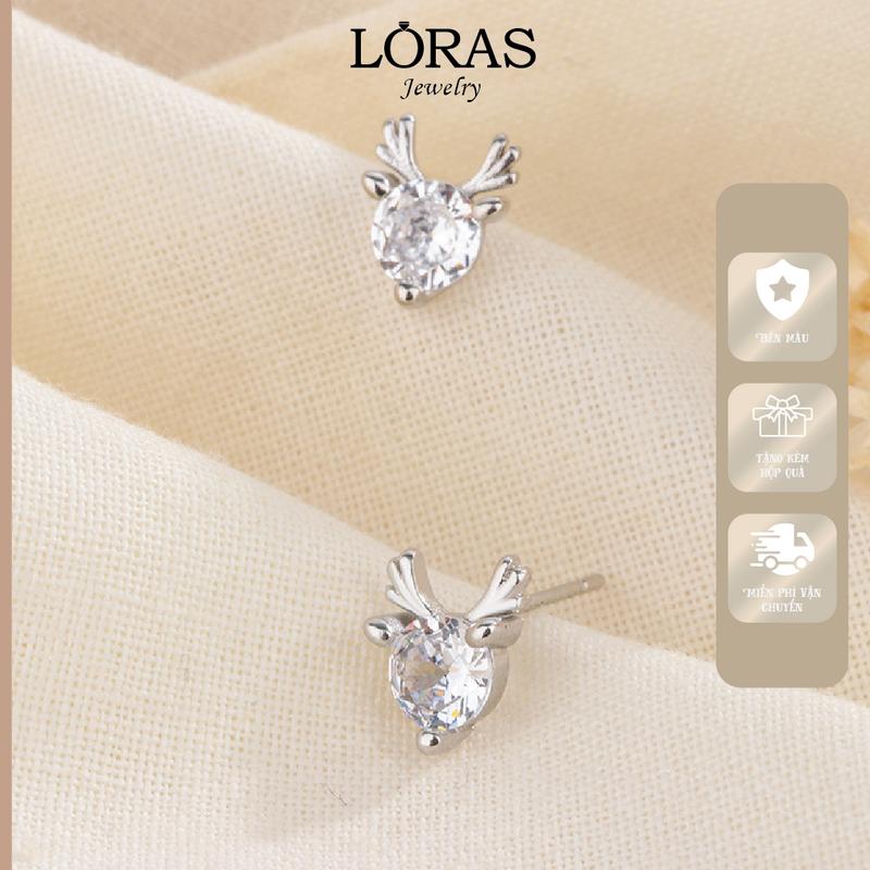 Bông tai nữ hình tuần lộc đính đá lấp lánh, chất liệu titan không gỉ cao cấp, thiết kế tinh tế – dễ phối đồ, phù hợp nhiều phong cách từ dịu dàng đến cá tính. BTNAI_01 LORAS JEWELRY