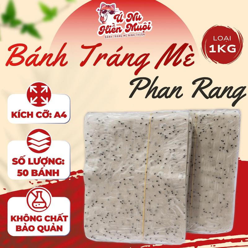 Loại Mỏng 1KG Bánh Tráng Mè Phan Rang | Đặc Sản Ninh Thuận | Nguyên Liệu Tự Nhiên | Không Chất Bảo Quản | Ú Nu Hiền Muội