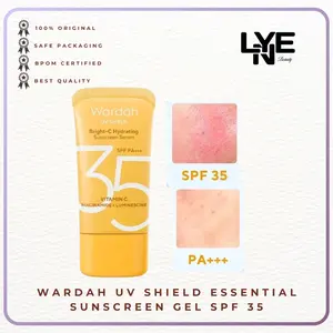 Wardah UV Shield Essential Sunscreen Gel SPF 35 PA +++ 40 ml - Sunscreen Wajah 0% Alkohol - Tekstur Ringan Vitamin Facial Perawatan Vitamin Facial