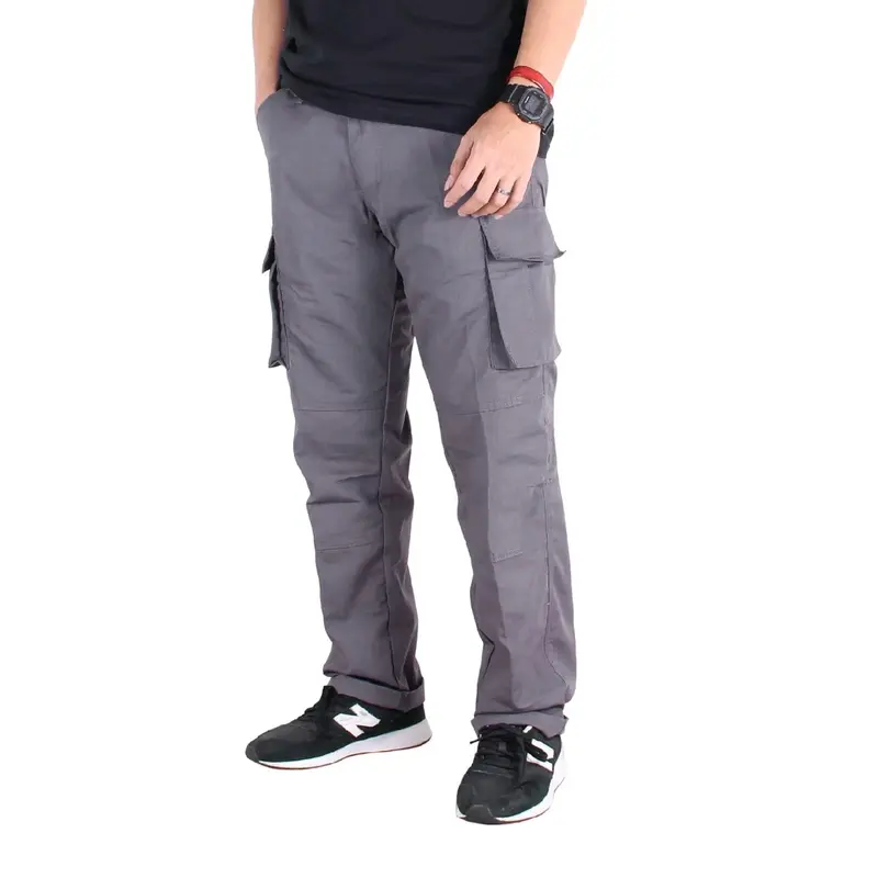 Celana Kargo Panjang Slim Straight Pria Twill tebal Premium Slimfit - Formal, Distro, Dewasa, Kantor, Hitam,Cowok, Kerja, Katun, Cargo,laki laki Kantong Khaki Keren Outdoor Canvas 2