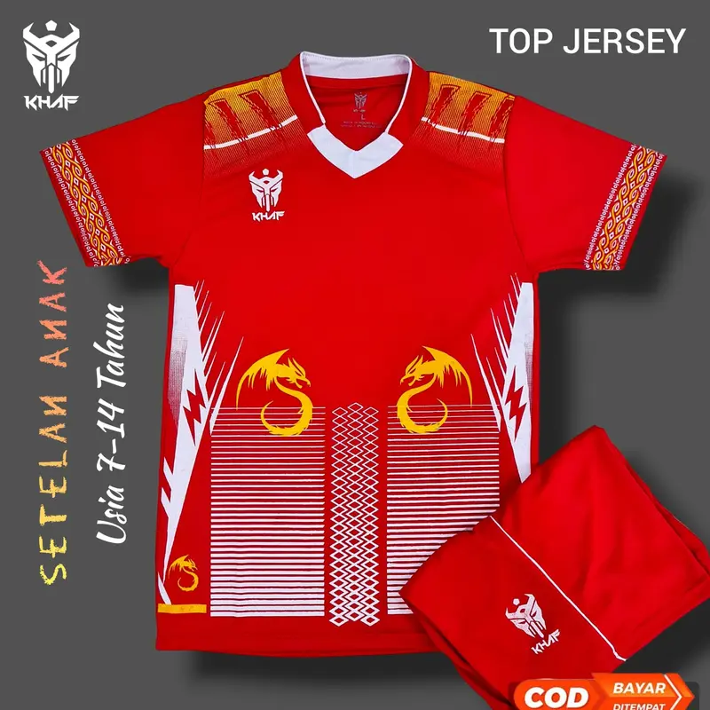 jersey 1set anak anak umur 7-14thn terbaru bermotif dragon 3