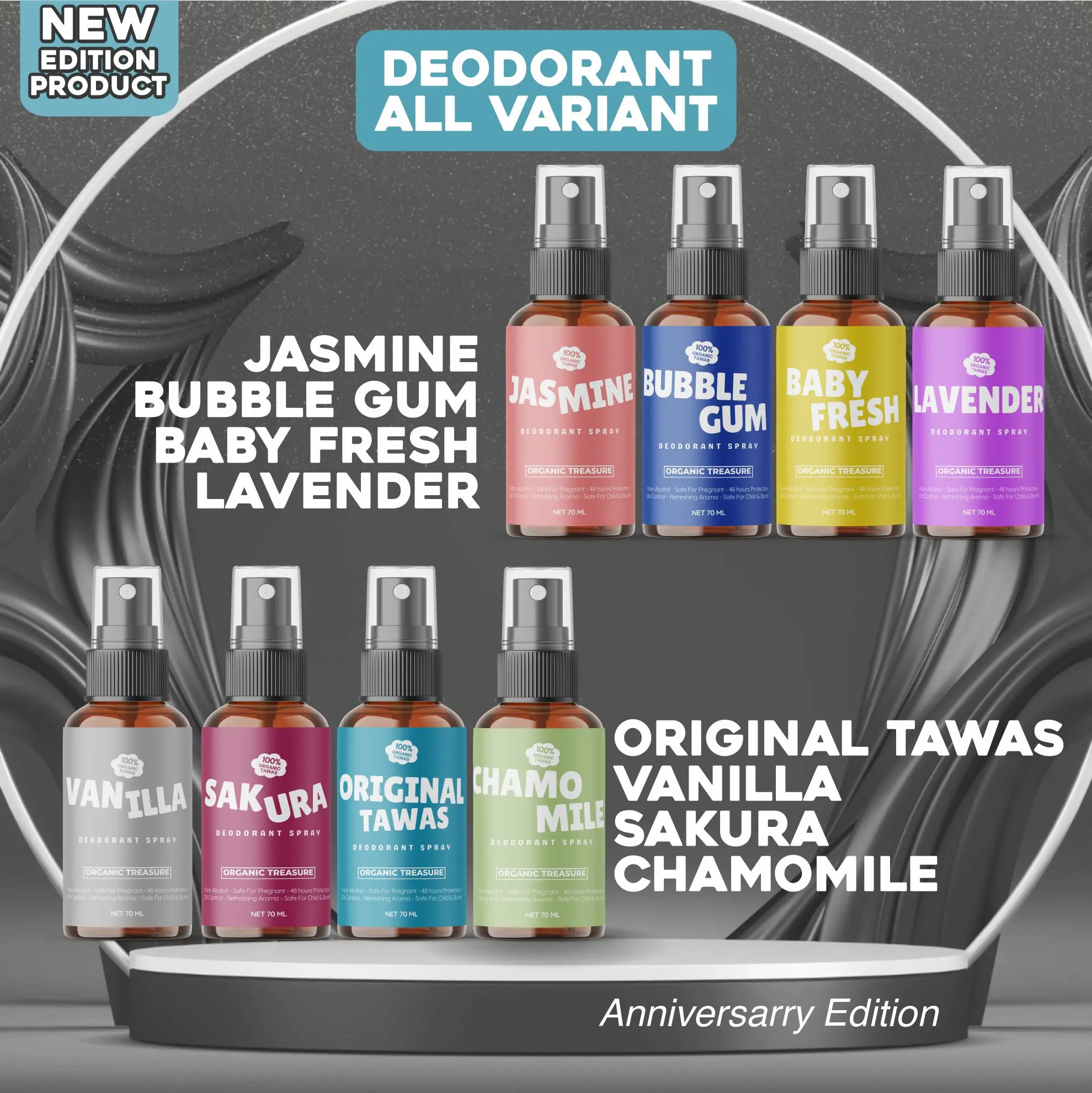 [70ML] DEODORANT TAWAS SPRAY PREMIUM - By Organic Treasure, Anniversarry Editions PAKET HEMAT