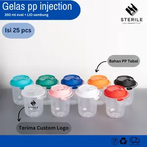 GELAS THINWALL OVAL 380 ML 12 OZ + TUTUP HARGA @25 PCS / GELAS PP INJE