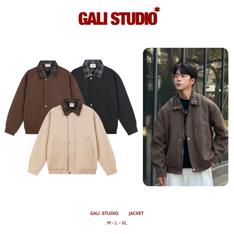 Mở bán Bản Cao Cấp Áo Khoác Jacket Premium Gali.Stu Form suông Cổ Bẻ Chất Liệu Kaki Hai Lớp Có Khoá Và Cúc Phong Cách Hàn Quốc thời trang Nam Nữ Unisex Menwear Jacket