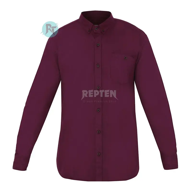 Panjang Burgundy M L XL (2XL),(3XL) (4XL) (5XL), kualitas premium bahan adem dan tebal Distro Pria Baju Kerja Variasi Kancing Katun Kerah Slim Fit Formal Hem Casual Kantor Cowok Batik Hitam 6