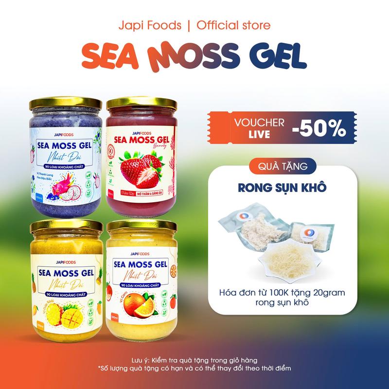 Sea Moss Gel Nhiệt Đới Japi Foods Nước Rong Biển Lên Men Tăng Đề Kháng Thải Độc Đẹp Da 100ml-500ml seamossjelly
