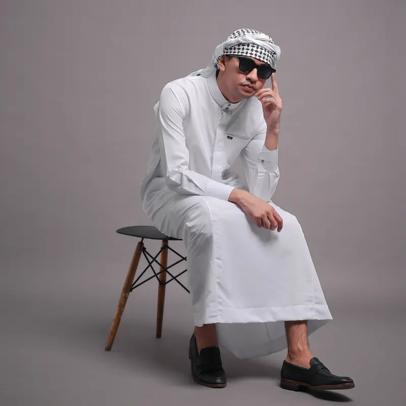 Jubah Slimfit Fawaz Dewasa Putih Khaleed Apparel 3