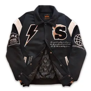 Salvio Hexia Varsity Jacket Solid Grey Pria Jaket