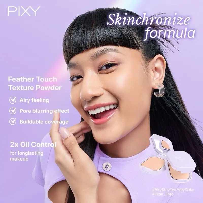 ￼PIXY FILTER FREE AIRY STAY TWO WAY CAKE 2x OIL CONTROL PORE BLURRING EFFECT FEATHER TOUCH TEXTURE NATURALLY FLAWLESS 1
