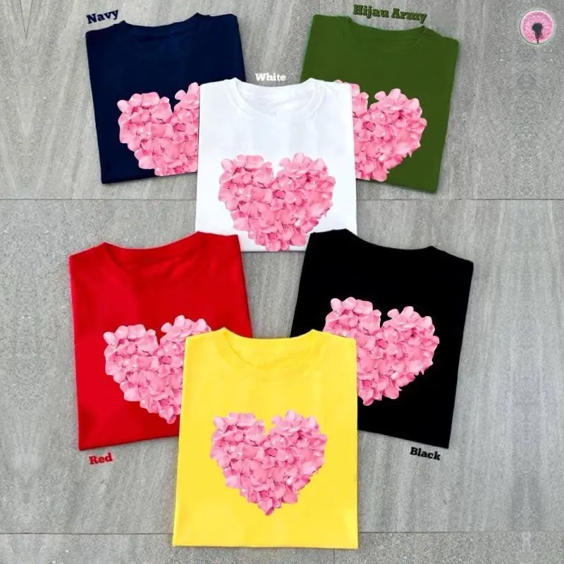 DDS KP668 Atasan Wanita Lengan Pendek Kaos Katun Kaos Unisex Kaos Oversize Kaos Couple Family Seragam Keluarga Kaos LOVE FLOWER