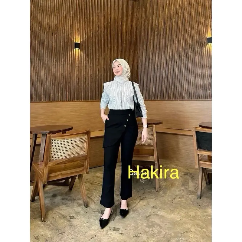 Celana Cutbray Kancing 3 Sofjeans Bengalin Premium Tebal Super Elastis Wanita - Panjang Melar Variasi Kancing