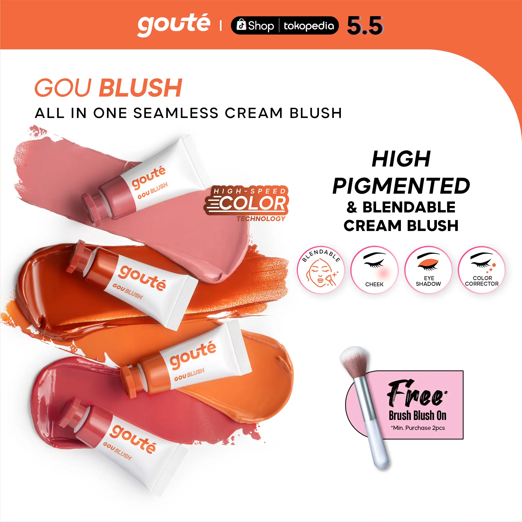 [NEW SHADE] gouté Goublush - All in One Cream Blush for Blush On, Eye Shadow & Color Corrector - Blendable │ High-Pigmented │ Lightweight