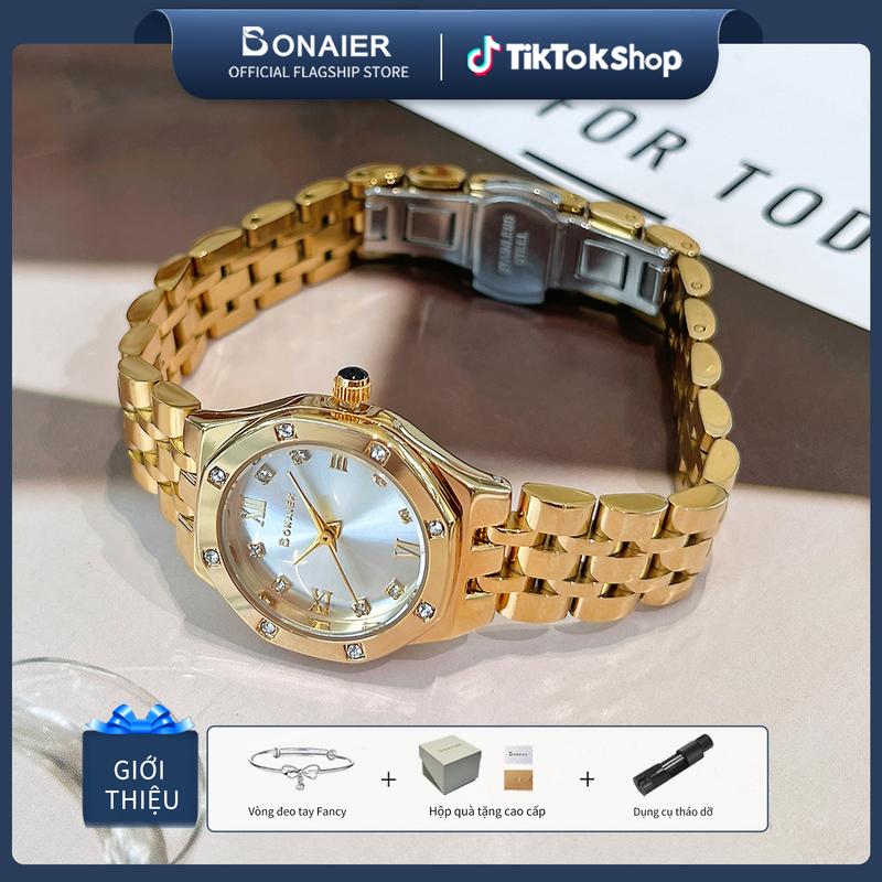 Đồng Hồ Nữ Bonaier B0297, Thời Trang, Phong Cách Thường Ngày, Chống Nước, Dây Đeo Bằng Thép Không Gỉ, Hàng Mới Về, 2025 2