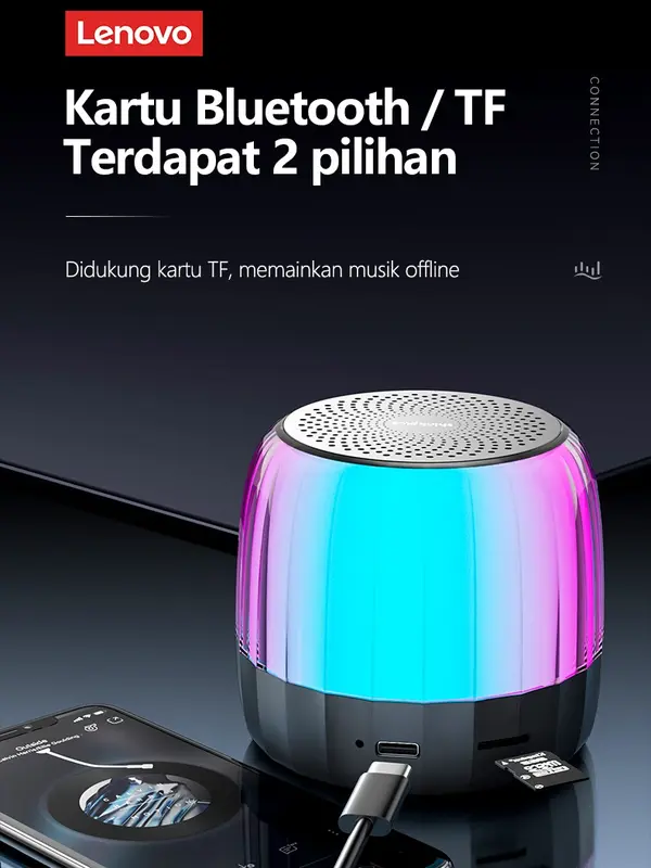 【Brand Original】Thinkplus K3 Plus Bluetooth Speaker Mini HiFi 360° Hi Quality Sound Portable Stereo Wireless Speaker Bookshelf Speakers Center Spearkers Bass Led 3