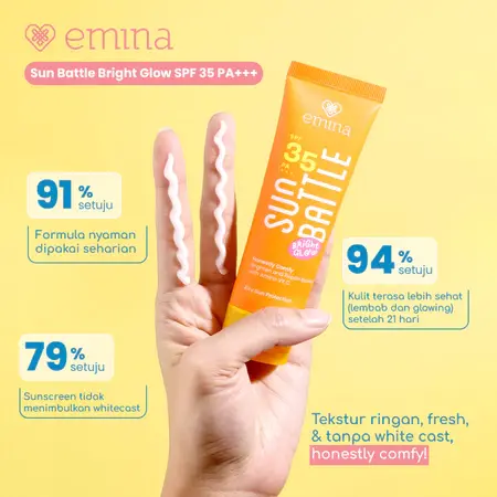 Emina Sun Battle Bright Glow SPF 35 PA+++ - Sunscreen Serum Amino Vitamin C - Cerah, Ringan, Hydrating suncreen pemula oily 2