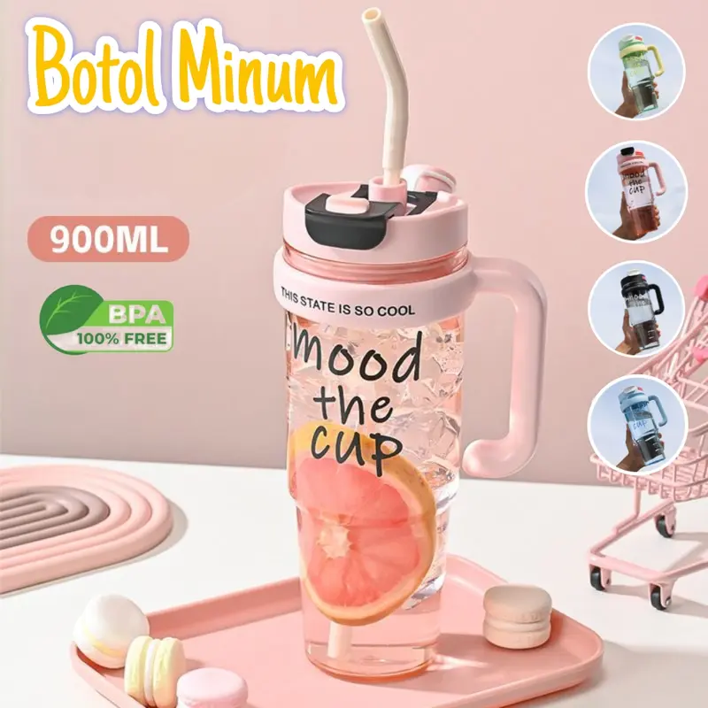 [Mskshop] Botol Minum Gelas Plastik 900ml/ Botol Minum Tumbler BPA Free/ Botol Minum Dewasa / Kado 0