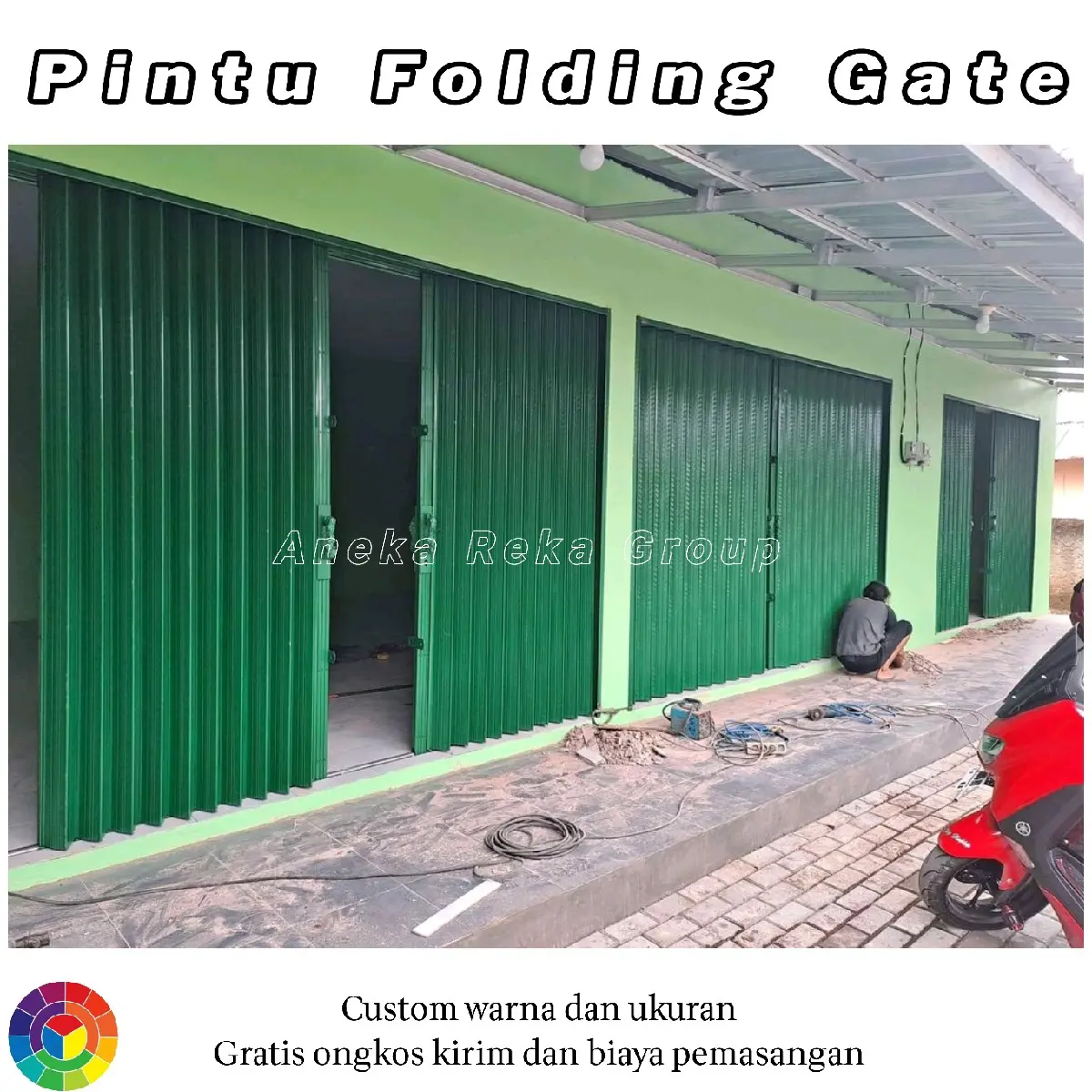 Folding gate rolling door pintu pengaman ruko/kios garasi pintu harmonika custom sesuai ukuran sliding Besi pintu garasi mobil pintu gerbang