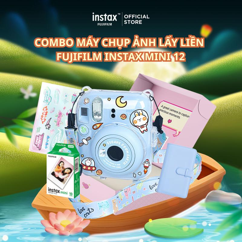 GIFT BOX Máy Ảnh Chụp Lấy Liền Fujifilm Instax Mini 12 - Bảo Hành 1 Năm - Combo Full Phụ Kiện