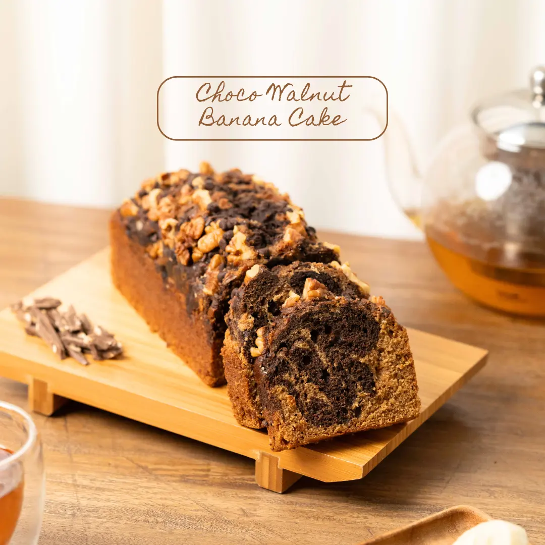 Choco Walnut Banana Cake - Bolu Pisang Premium Rasa Cokelat Walnut | Size: 20x8x6.5cm