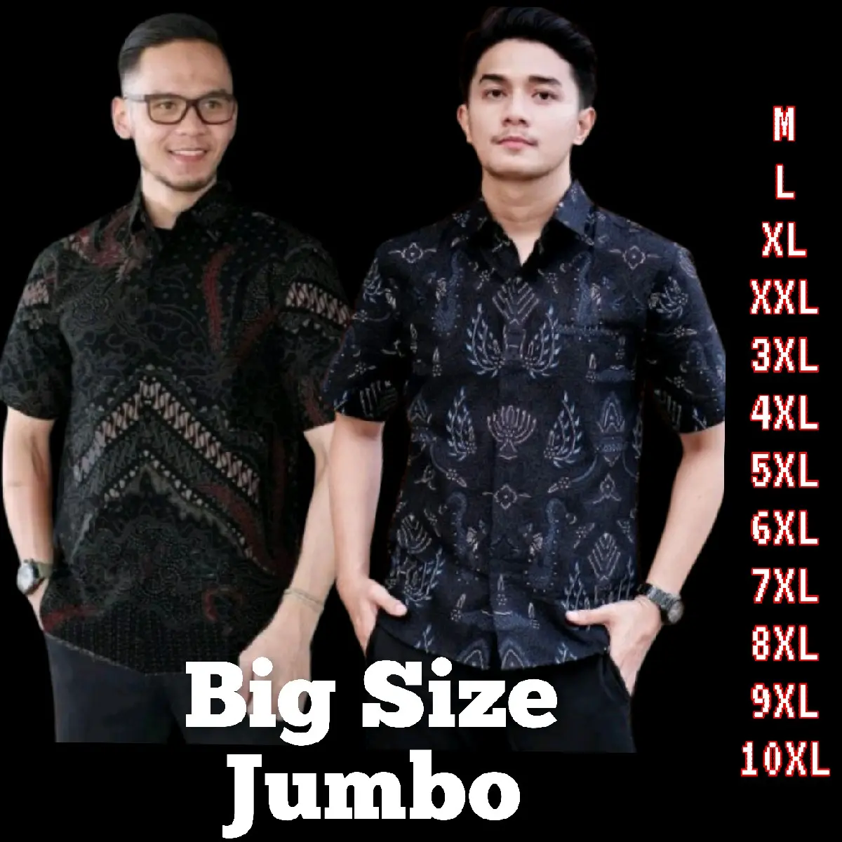 KEMEJA BATIK PRIA LENGAN PENDEK BIG SIZE JUMBO M.L.XL.XXL.3XL.4XL.5XL.6XL.7XL.8XL.9XL.10XL Baju Motif Katun Distro Hitam Cowok Hem Songket Panjang Kantor