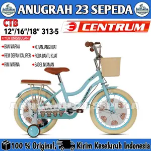 Sepeda Anak Perempuan ATLANTIS W9 WT / CENTRUM 313-5 MINI DOODLES Keranjang Ukuran 12 16 18 Inch Usia 2-8 Tahun
