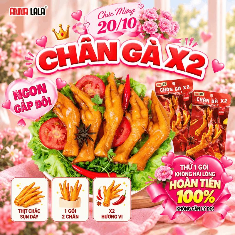 [ 1 GÓI 2 CHÂN ] Combo Chân gà x2 - Vị 10 điểm 60G Anna LaLa MUA 1 ĐƯỢC 2- Thơm ngon Ăn Vặt Food Snack