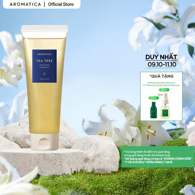 Dầu gội Tràm trà Cho Da Đầu Aromatica Tea Tree Purifying Shampoo 180ml Chăm Sóc Tóc