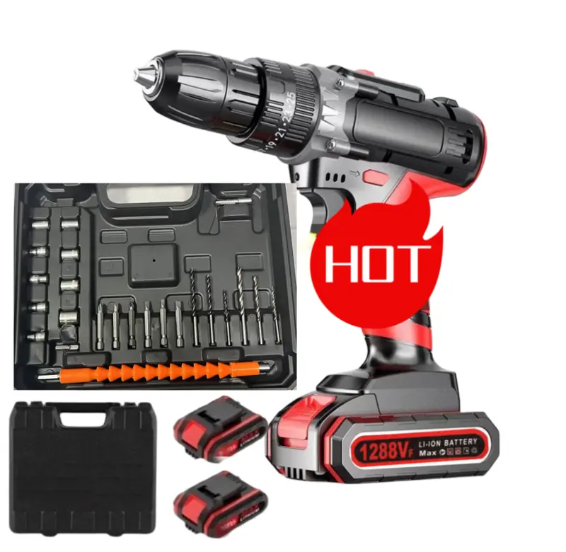 3in1 Mesin Bor tangan tanpa kabel Alat Bor Dampak Isi Ulang Rumah Tangga Lithium Bor Listrik Impact Drill Set  Isi Ulang Bor Listrik 5