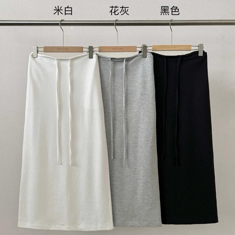 Chân váy cotton dáng dài có dây rút mềm mát hàng QCCC nữ women 5