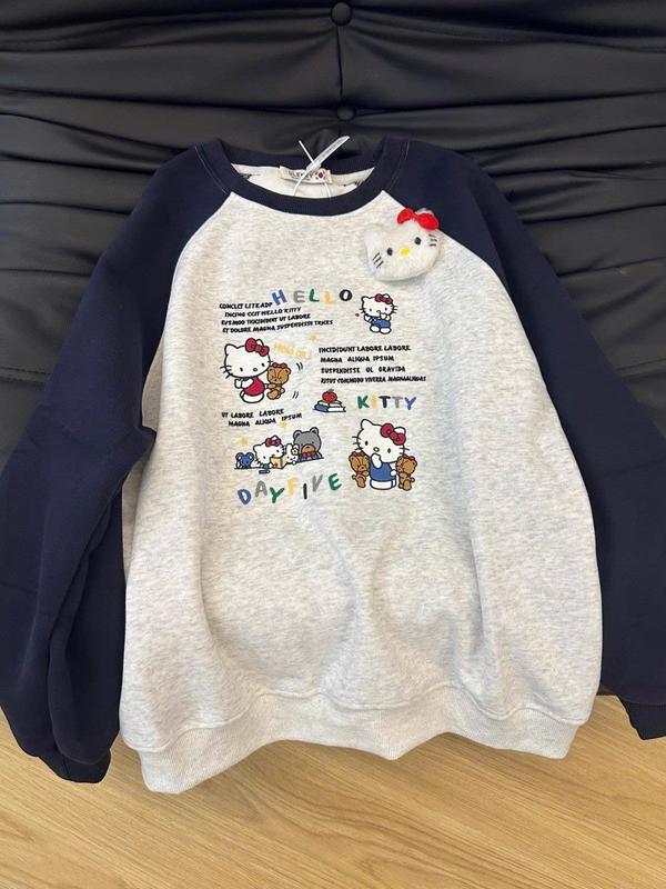 Áo sweater nỉ dài tay cho Nữ form rộng mùa đông thu thời trang in hình cậu bé bút chì shin