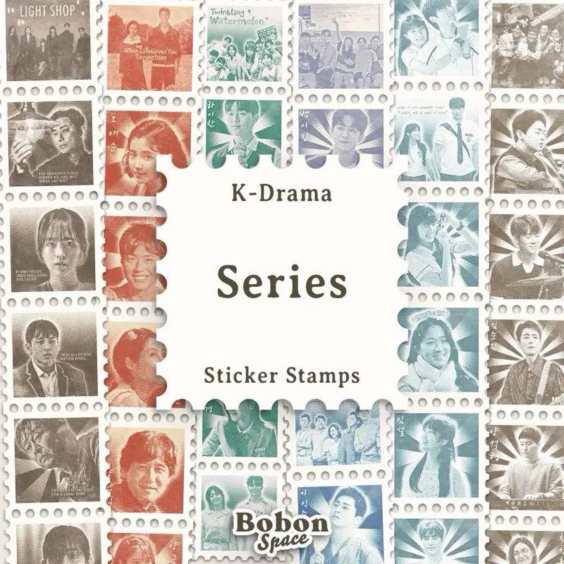 STICKER VINTAGE STAMPS - K-DRAMA SERIES | STIKER PERANGKO PRANGKO JADUL ANTI AIR WATERPROOF KOREAN DRAMA DRAKOR JURNALING JOURNAL KOPER LAPTOP