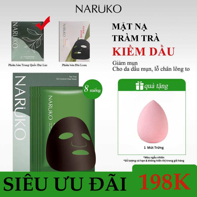 [MẦN ĐẸP] NARUKO - Combo Mặt Nạ Naruko Tràm Trà Giảm Mụn Mờ Thâm 1 Hộp 8 miếng (26ml*8) Tặng Bông Mút - Combo Mặt Nạ Naruko Tràm Trà Giảm Mụn Mờ Thâm 1 Hộp 8 miếng (26ml*8) & Tinh Chất Kiểm Soát Mụn 10ml