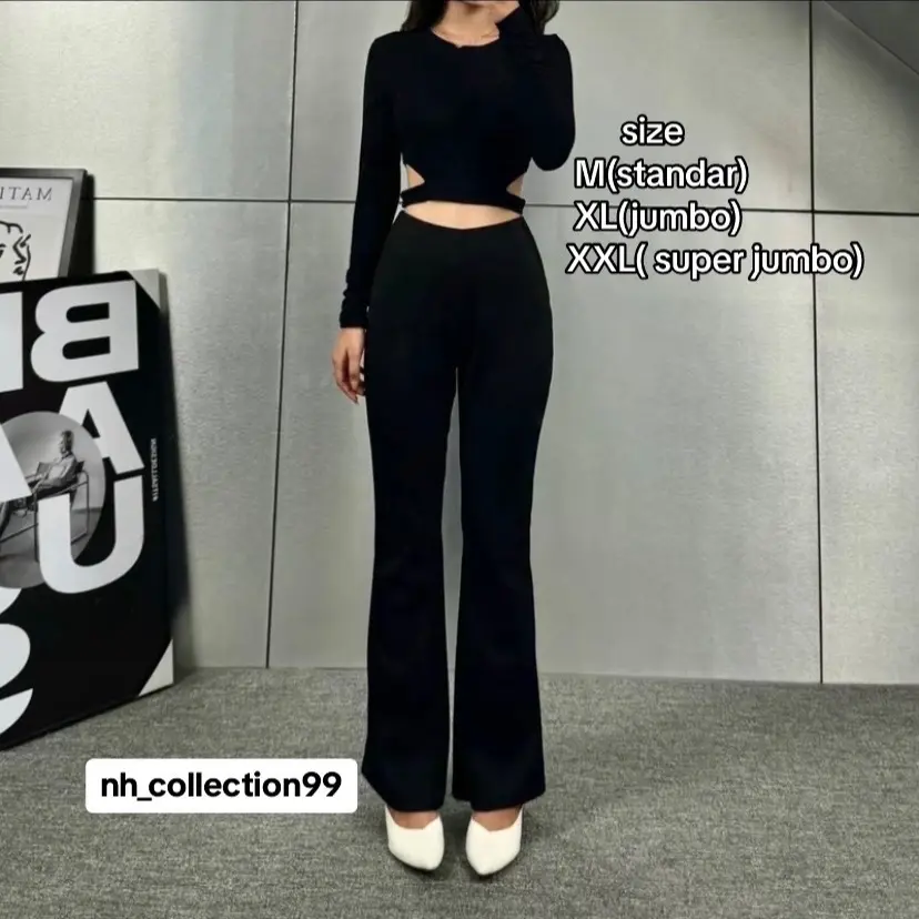 Turun Harga - Flare Pants Highwaist Flare Pants Celana Kulot Semi Cutbray Wanita Hitam