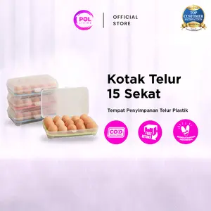 POL - Tempat Penyimpanan Telur 15 Sekat Plastik | Kotak Telur | Egg Box Organizer