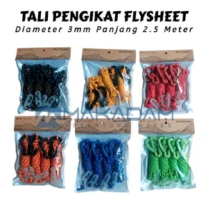 Tali Flysheet Tenda 4 Set Stopper Guylime Carabiner 3mm - Untuk Kegiatan Outdoor - Camping