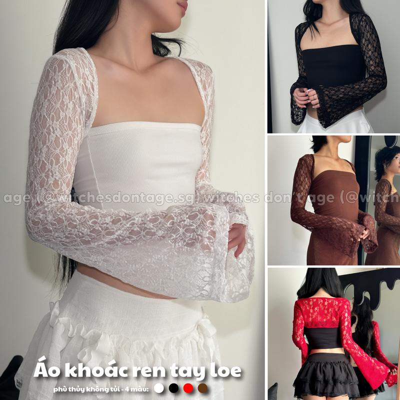 Áo khoác ren tay dài loe KETU - Phù Thủy Không Tủi - Form Croptop Giữa Lưng - Vải Mềm - Freesize