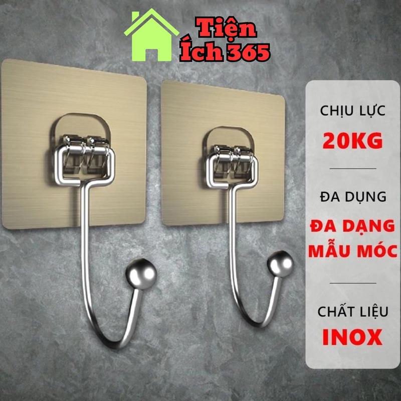 Combo 10 Móc bạc dán tường chịu lực siêu dính treo đồ,đa năng tiện ích inox 304