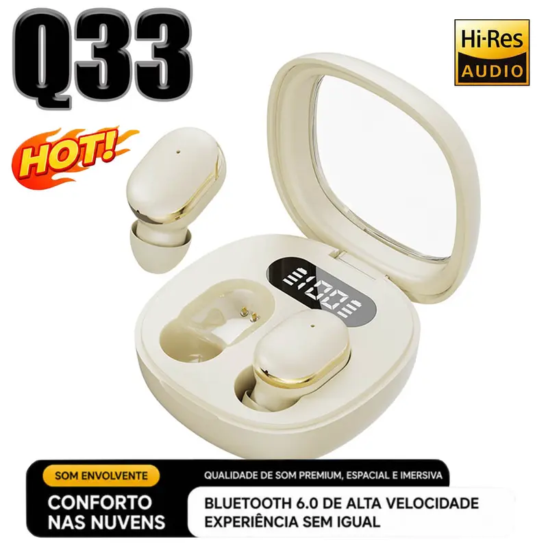 Fone Bluetooth Q33 Sem Fio com Microfone e Controle Touch