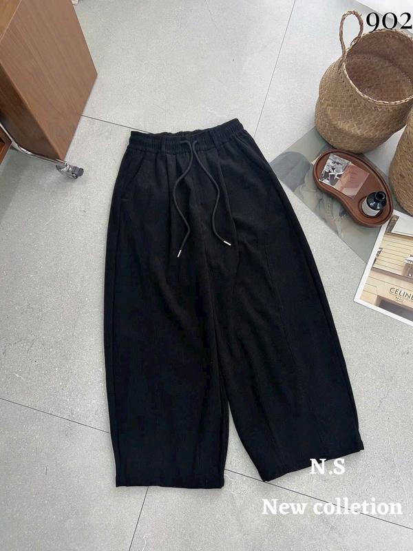    XẢ KHO -QUYNH.ANH.STORE.50   Quần Baggy Nữ Form Thụng Chất liệu Nhung Tăm Mềm Mại  Có Dải Rút Phong Cách Trẻ Trung Sang Trọng 2 chiều dài 93Cm Và 100Cm 