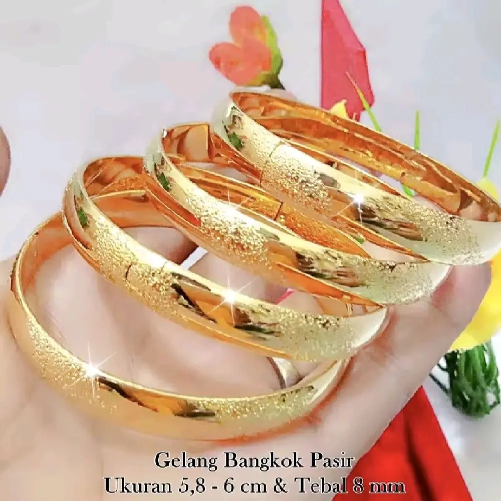Gelang Tangan Titanium Motif Bangkok Pasir Cantik Perhiasan Fashion Wanita