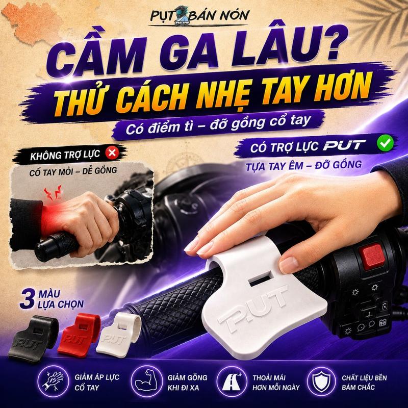 Trợ Lực Xe Tay Ga PUT Phụ Kiện Giảm Mỏi Cổ Tay Khi Đi Xe Máy An Toàn Tuỳ Chỉnh…