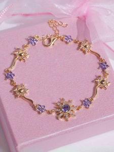 Pulsera vintage de girasol con diamantes de imitación, elegante accesorio para mujer para uso diario y fiestas, cadena de mano de aleación de zinc, joyería para todas las estaciones