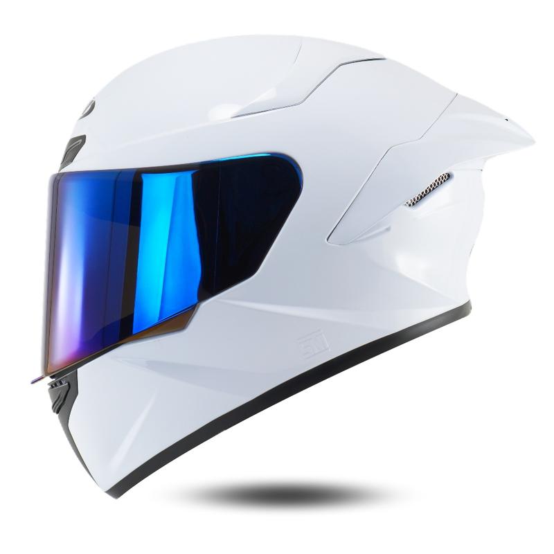 Helm Full Face Mla TTC Crypton Paket Ganteng Kaca Red Gold-Solid White Glosy Kekinian SNI Motorcycle 8