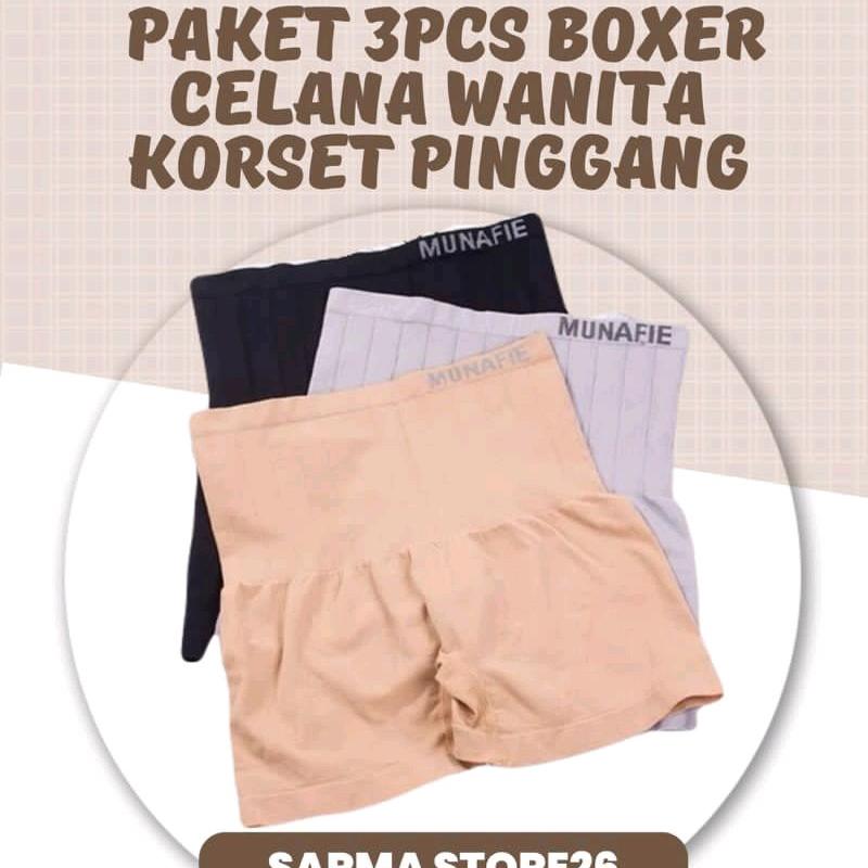 Promo Paket 3pcs boxer celana wanita Katun Polos 0