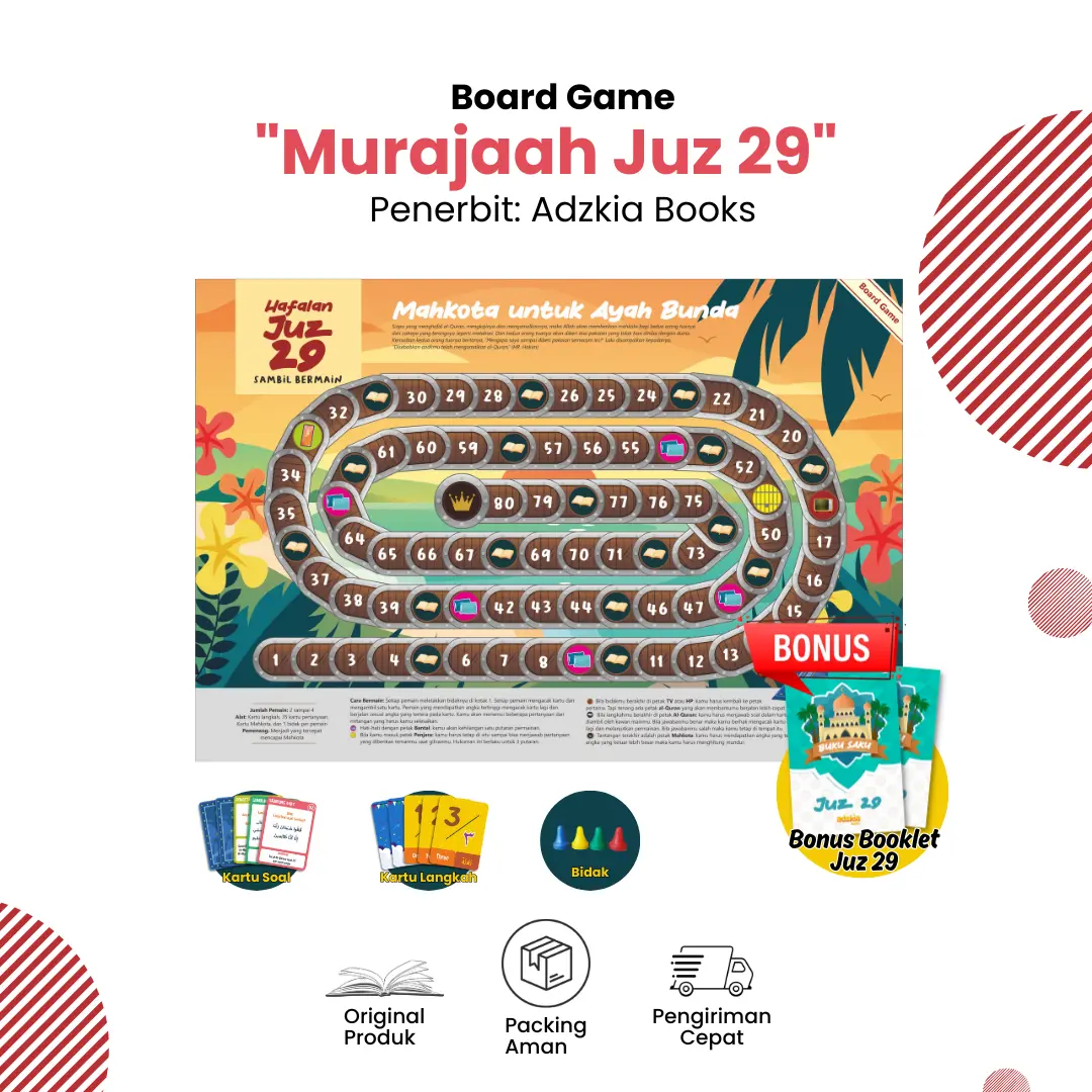 Adzkiabooks - Permainan Board Game islami seri Juz 29 - Menambah Hafalan dan Muroja'ah Anak